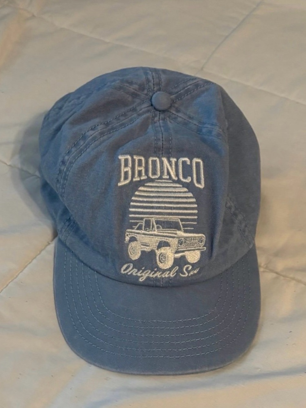 Bronco Embroidered Hat in Denim Blue